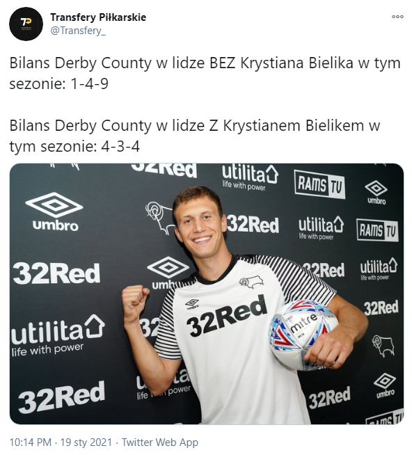 LIGOWY BILANS Derby County Z i BEZ Krystiana Bielika!